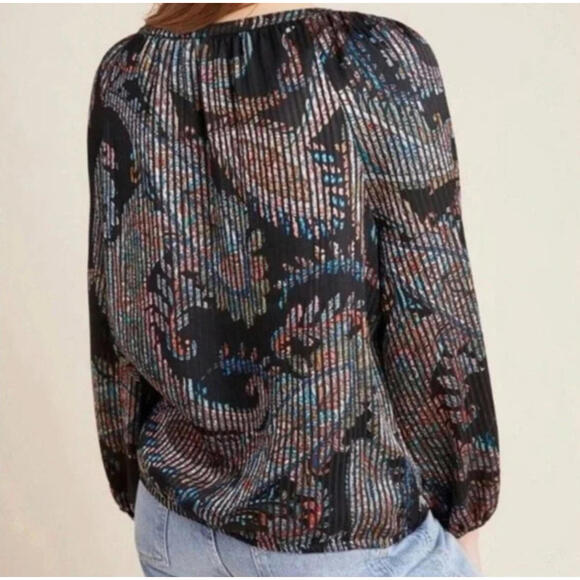 Maeve‎ Madeira Paisley Peasant Blouse Small Semi-Sheer Boho Top Anthropologie - Picture 2 of 9